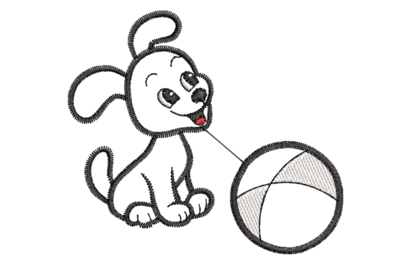 Review: Playful Puppy with Ball Embroidery for Boutique Apparel
