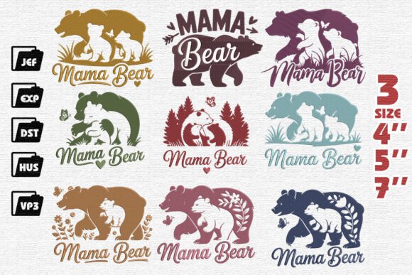 Reviewing Mama Bear Set Embroidery for Etsy Shops