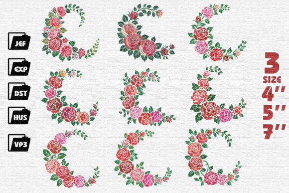 Reviewing Set 9 Floral Rose Wreath Embroidery